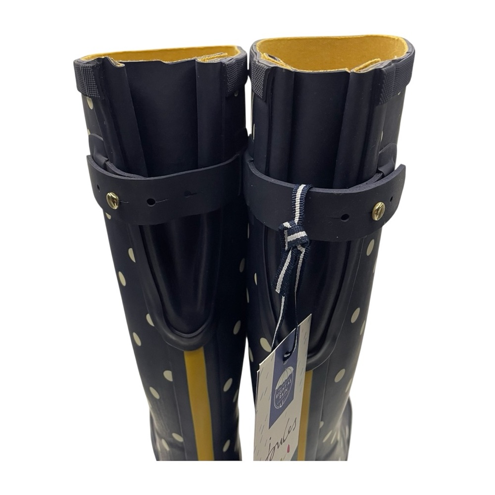 Joules polka dot tall rain boots women’s Size 6 navy blue/white - Picture 13 of 15